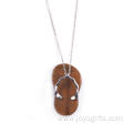 Gemstone Tiger Eye Necklace a Pairs Slipper Love Necklace Pendant for Jewelries Accessaries